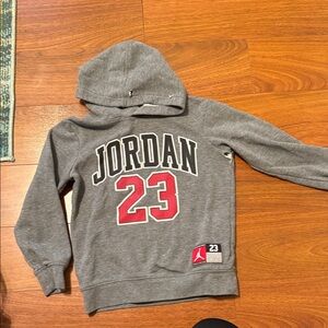 Jordan Kids Gray Hoodie with Red Number 23